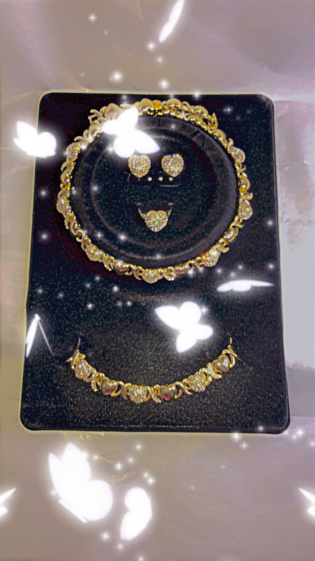 18k Gold Plated Necklace/Bracelet/Earrings/Adjustable Ring Set - Variety Sales Etc.
