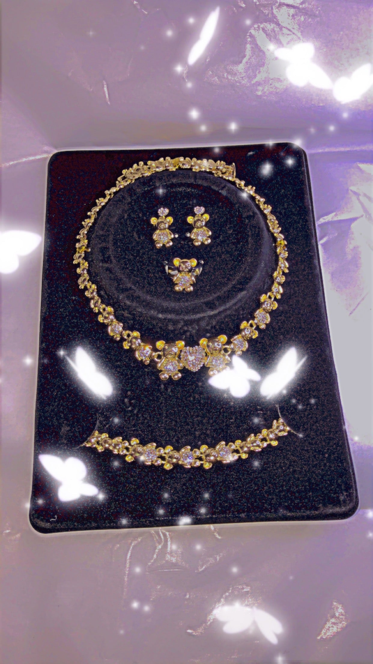 18k Gold Plated Necklace/Bracelet/Earrings/Adjustable Ring Set - Variety Sales Etc.