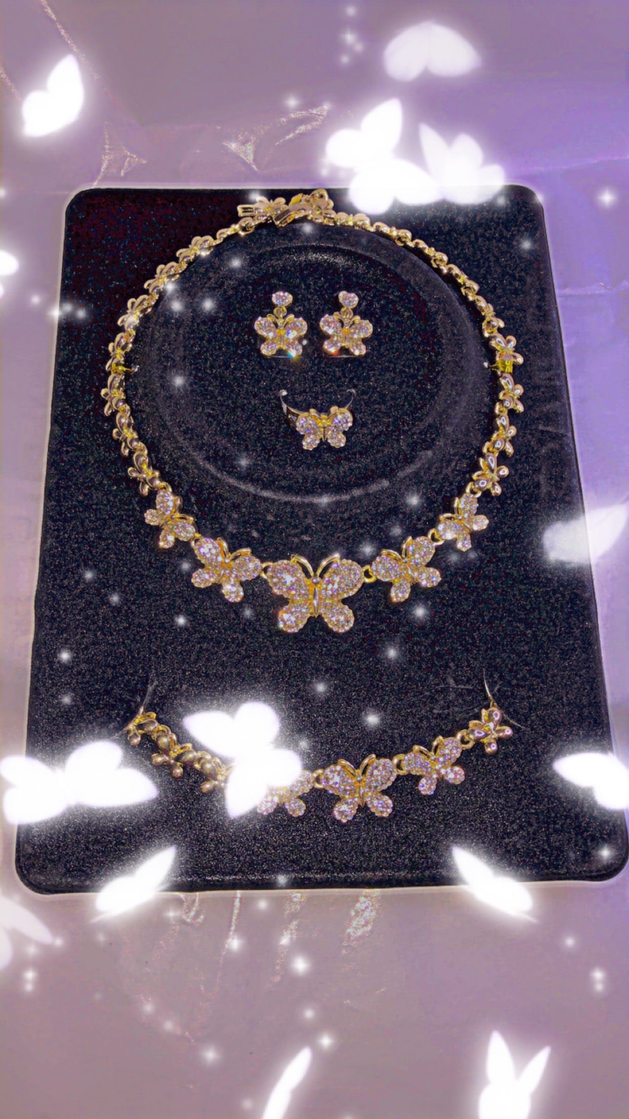 18k Gold Plated Necklace/Bracelet/Earrings/Adjustable Ring Set - Variety Sales Etc.