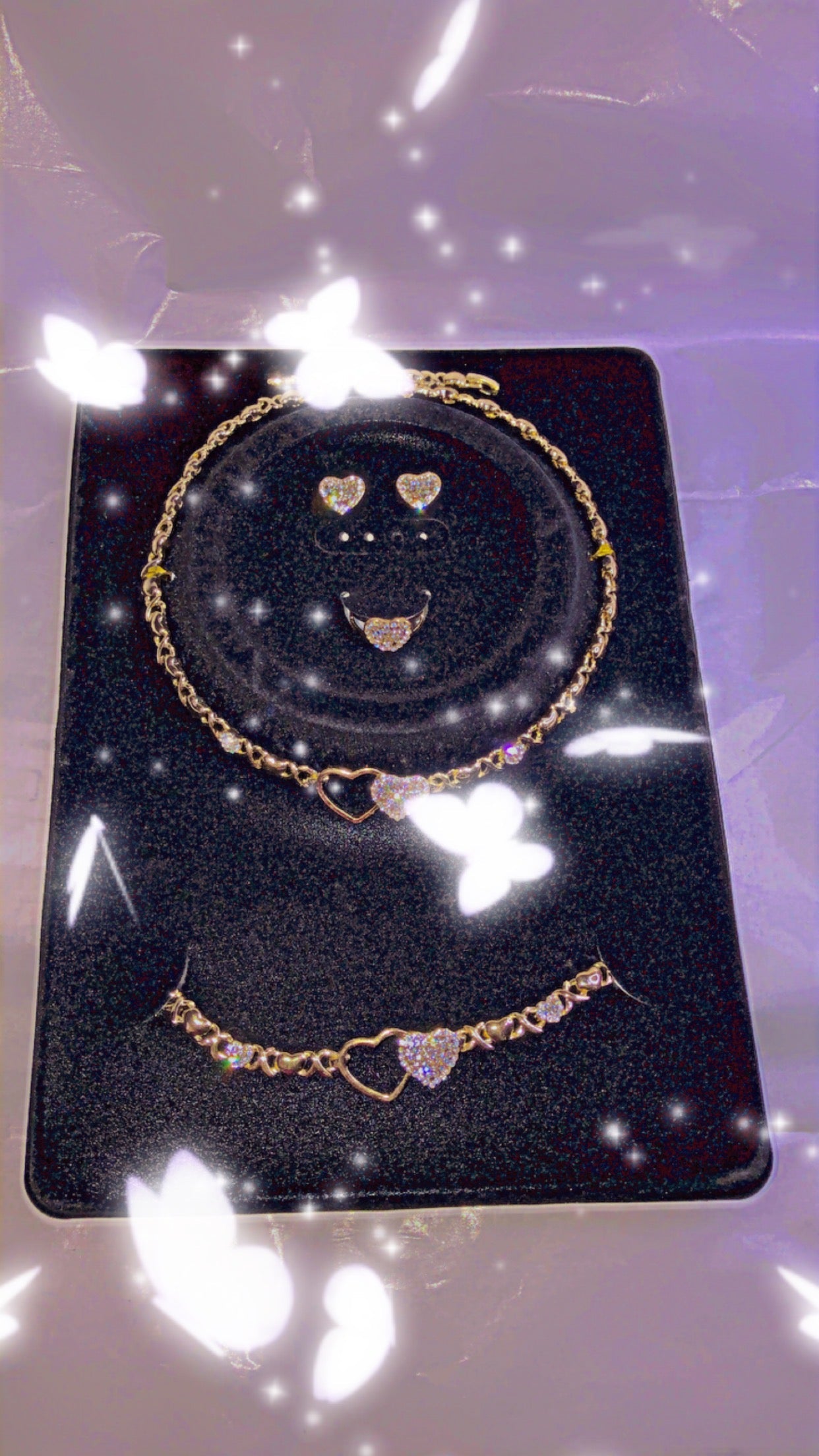 18k Gold Plated Necklace/Bracelet/Earrings/Adjustable Ring Set - Variety Sales Etc.