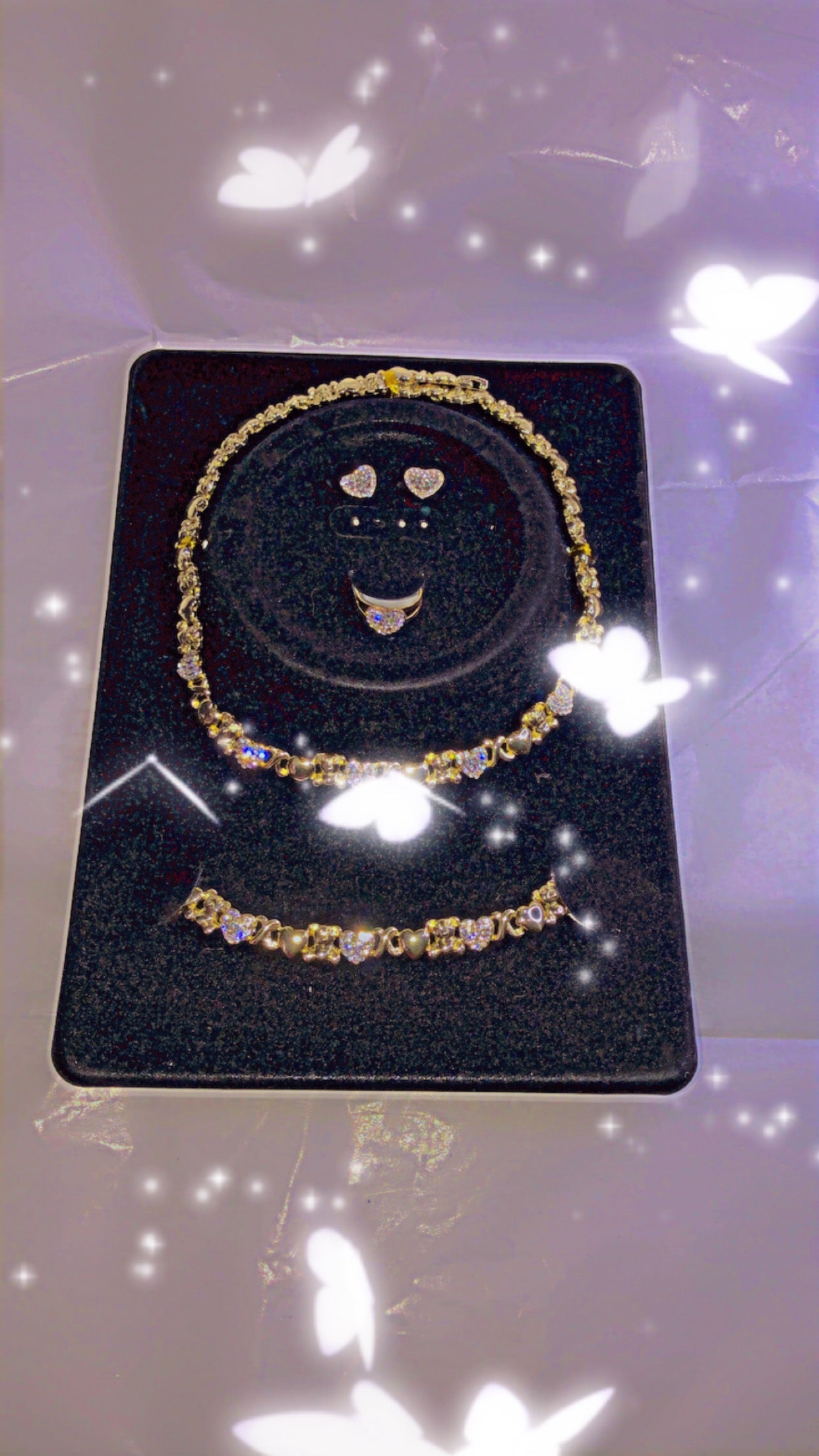 18k Gold Plated Necklace/Bracelet/Earrings/Adjustable Ring Set - Variety Sales Etc.