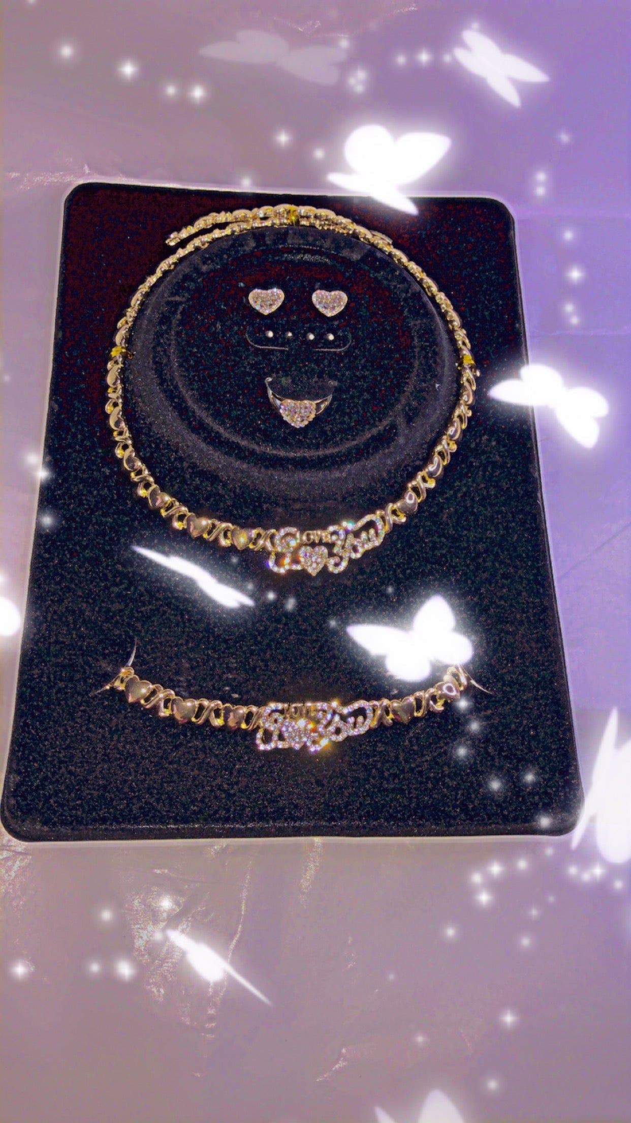 18k Gold Plated Necklace/Bracelet/Earrings/Adjustable Ring Set - Variety Sales Etc.