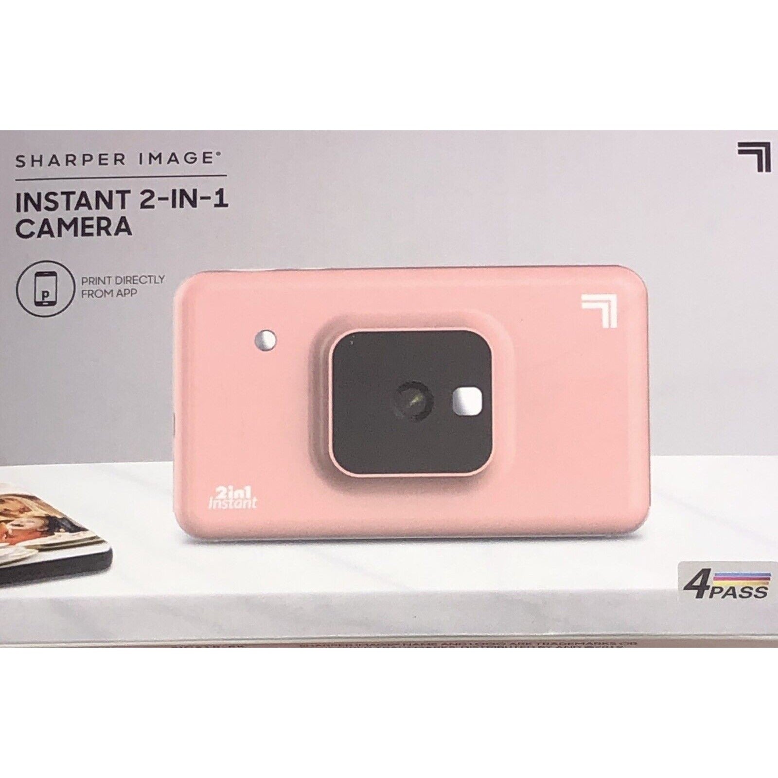 SHARPER IMAGE Instant Print Camera, 2.1" x 3.4" Print, 4Pass Tech, Pink - Variety Sales Etc.