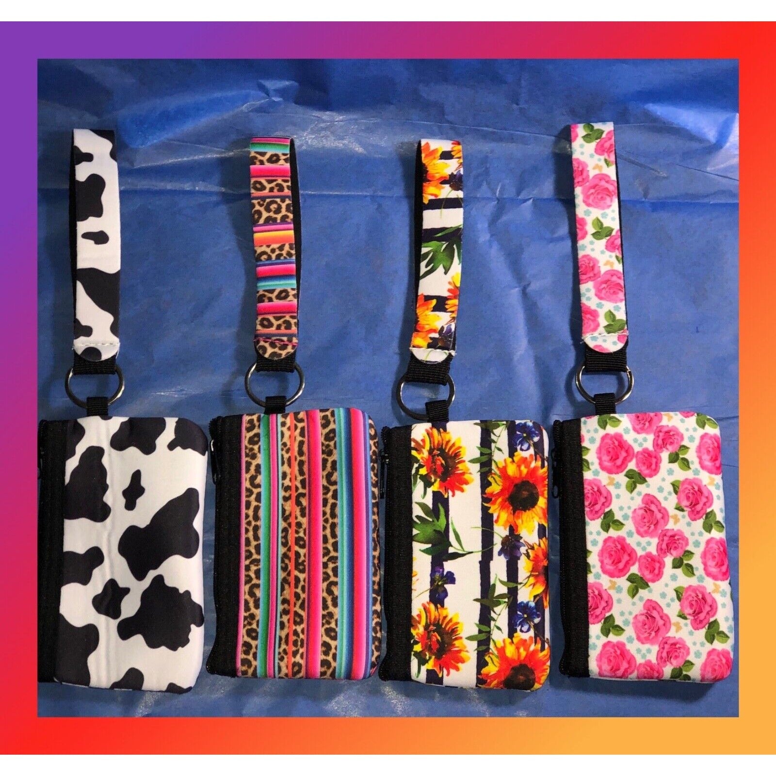 Neoprene ID Wristlet Keychain Coin Purse/Clutch - Variety Sales Etc.