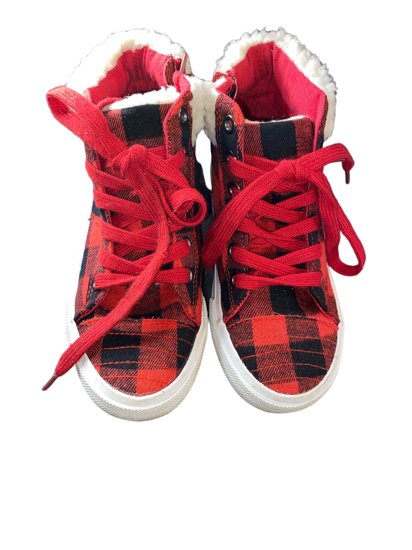 US Sports Girls' Buffalo Plaid Fleece High Top Size 1 Pre-Owned