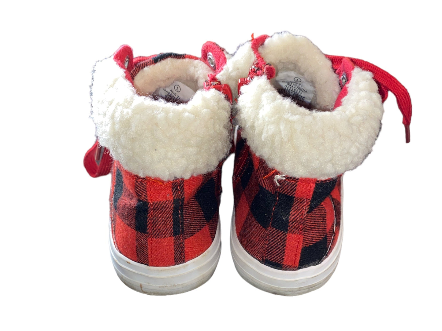 US Sports Girls' Buffalo Plaid Fleece High Top Size 1 Pre-Owned
