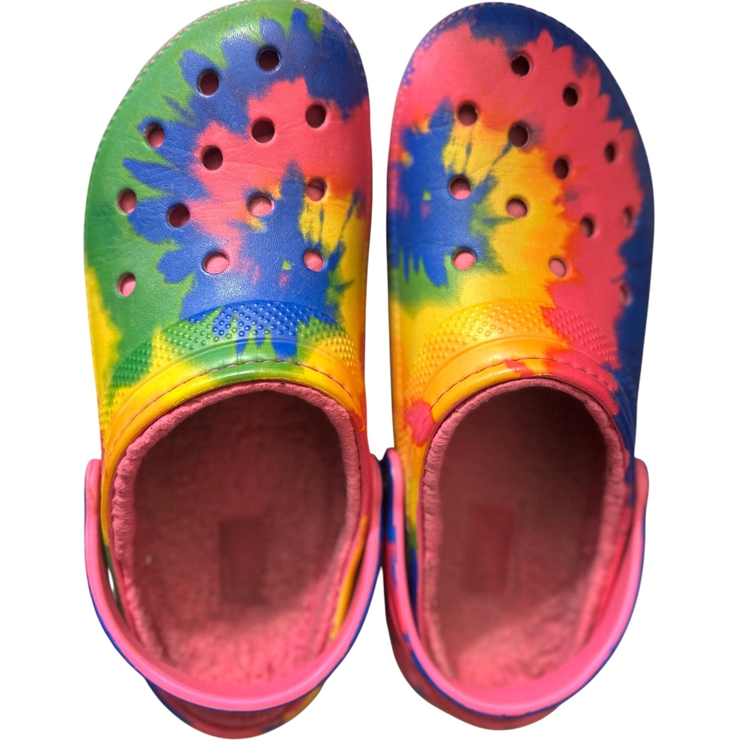 Crocs Classic Lined Tie Dye Clog 206341-6RW Electric Pink/Multi - 11 Women/9 Men