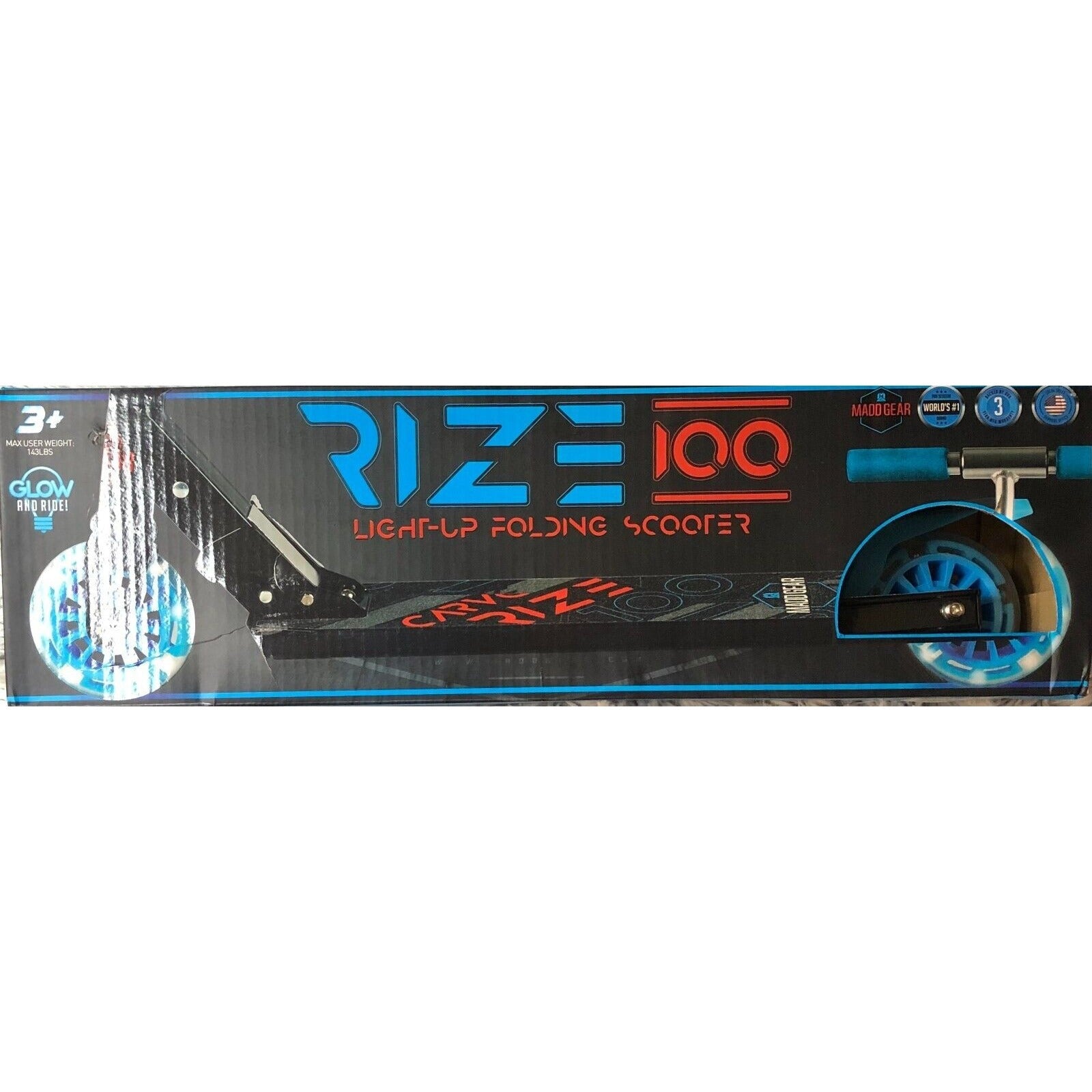 RIZE 100 Foldable Scooter-Light-up 100 mm Wheels-(NEW IN SEALED BOX!) - Variety Sales Etc.