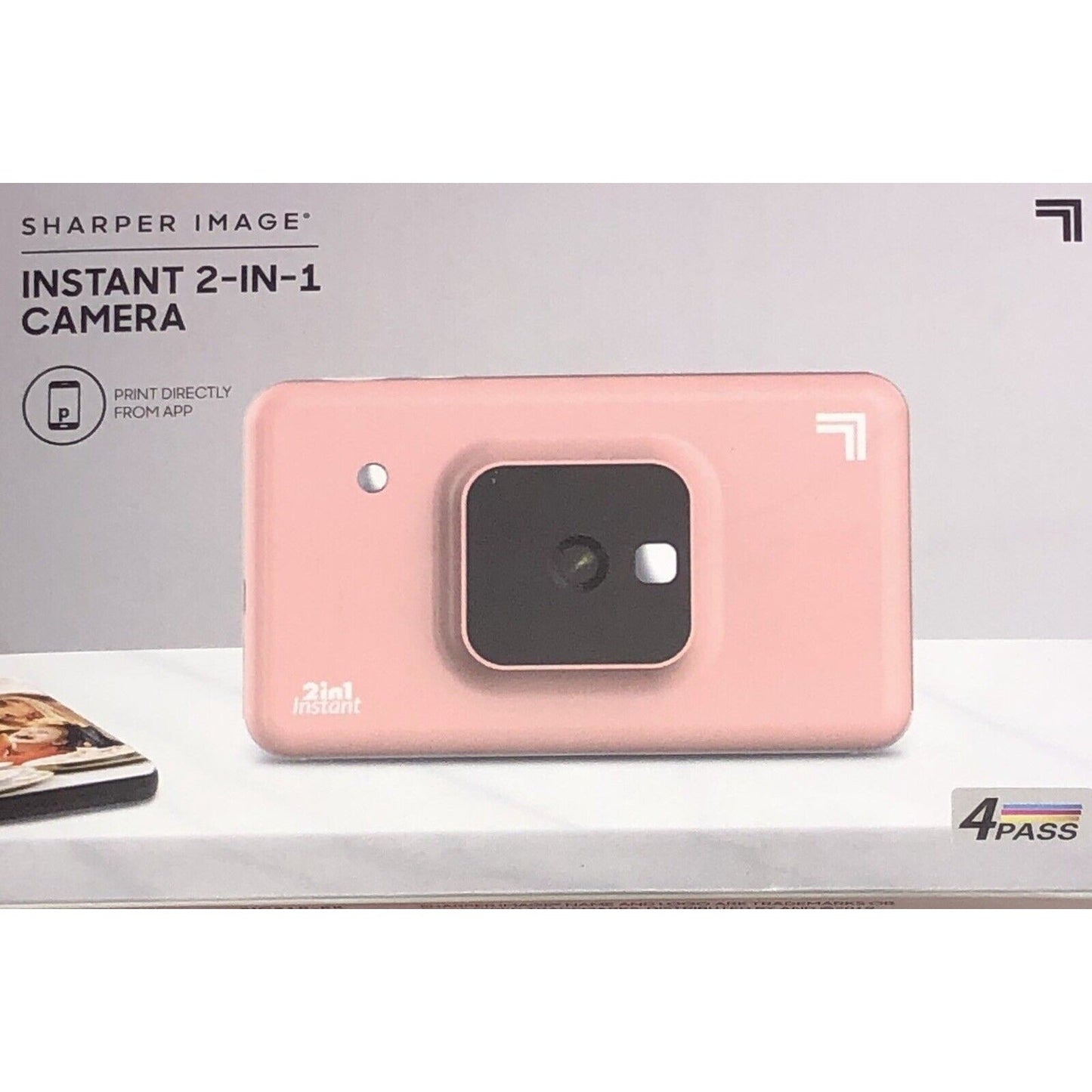 SHARPER IMAGE Instant Print Camera, 2.1" x 3.4" Print, 4Pass Tech, Pink - Variety Sales Etc.